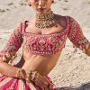 Pink Embroidered Bridal Lehenga With Two Dupattas