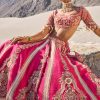 Pink Embroidered Bridal Lehenga With Two Dupattas