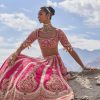 Pink Embroidered Bridal Lehenga With Two Dupattas