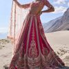 Pink Embroidered Bridal Lehenga With Two Dupattas