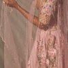 Pink Embroidered Butti Work Bridal Lehenga With Two Dupattas