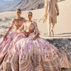 Pink Embroidered Butti Work Bridal Lehenga With Two Dupattas