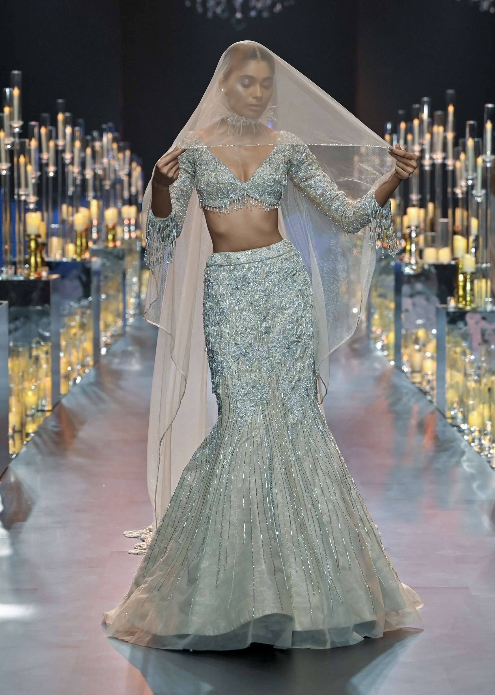 15186-beige-fish-cut-lehenga-and-blouse-with-crystal-tassels-1.jpg Beige Fish-Cut Lehenga And Blouse With Crystal Tassels