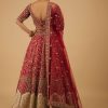 Bride And Baraat Apple Red Fully Embroidered Lavish Lehenga Choli With Belt