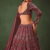 Magenta Embroidered Bridal Lehenga With Full Sleeves Blouse And Dupatta