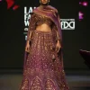 Magenta Embroidered Bridal Lehenga With Full Sleeves Blouse And Dupatta