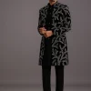 Black Velvet Zari Embroidered Indowestern Trouser Suit