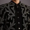 Black Velvet Zari Embroidered Indowestern Trouser Suit