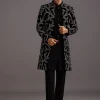 Black Velvet Zari Embroidered Indowestern Trouser Suit