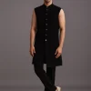 Black Velvet Zari Embroidered Indowestern Trouser Suit