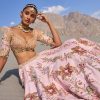 Pink Floral Embroidered Bridal Lehenga With Two Dupattas