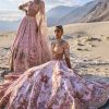 Pink Floral Embroidered Bridal Lehenga With Two Dupattas