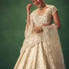 Ivory Lehenga Set With Hand Embroidered Thread And Zari Work