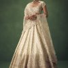 Ivory Lehenga Set With Hand Embroidered Thread And Zari Work