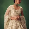 Ivory Lehenga Set With Hand Embroidered Thread And Zari Work