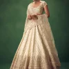 Ivory Lehenga Set With Hand Embroidered Thread And Zari Work