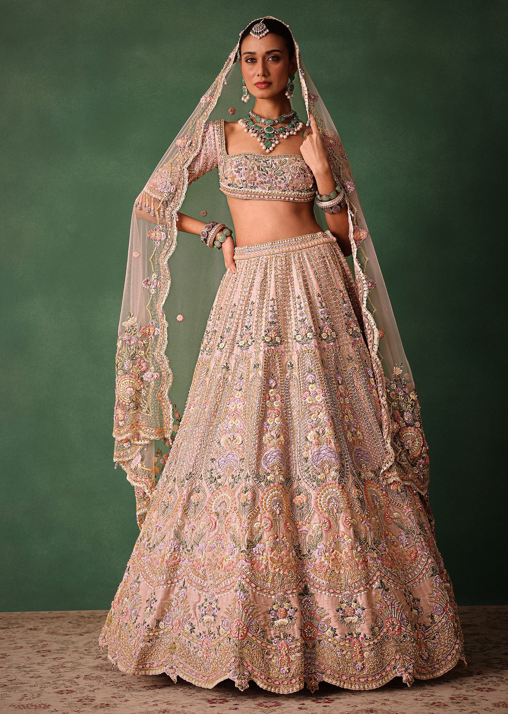 15281-bridal-pink-lehenga-with-floral-embroidered-blouse-and-scallop-dupatta-1.jpg Bridal Pink Lehenga With Floral Embroidered Blouse And Scallop Dupatta