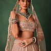 Bridal Pink Lehenga With Floral Embroidered Blouse And Scallop Dupatta
