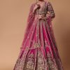 Maroon Silk Velvet 16 Kali Lehenga And Zardosi Blouse Set