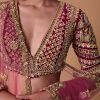 Maroon Silk Velvet 16 Kali Lehenga And Zardosi Blouse Set