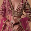 Maroon Silk Velvet 16 Kali Lehenga And Zardosi Blouse Set
