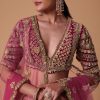 Maroon Silk Velvet 16 Kali Lehenga And Zardosi Blouse Set