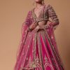Maroon Silk Velvet 16 Kali Lehenga And Zardosi Blouse Set