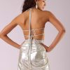 Glam Silver Embroidered Pleated Skirt And Blouse In Lycra With Organza Shrug