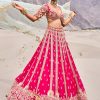 Rani Pink Heavy Embroidered Bridal Lehenga With Two Dupattas