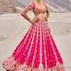 Rani Pink Heavy Embroidered Bridal Lehenga With Two Dupattas
