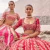 Rani Pink Heavy Embroidered Bridal Lehenga With Two Dupattas