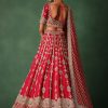 15349-red-raw-silk-hand-embroidered-lehenga-with-net-dupatta-5.jpg Red Raw Silk Hand Embroidered Lehenga With Net Dupatta