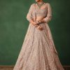 Rose Gold Hand Embroidered Lehenga Set With Dupatta