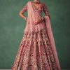 Raw Silk Red Bridal Embroidered Lehenga Set