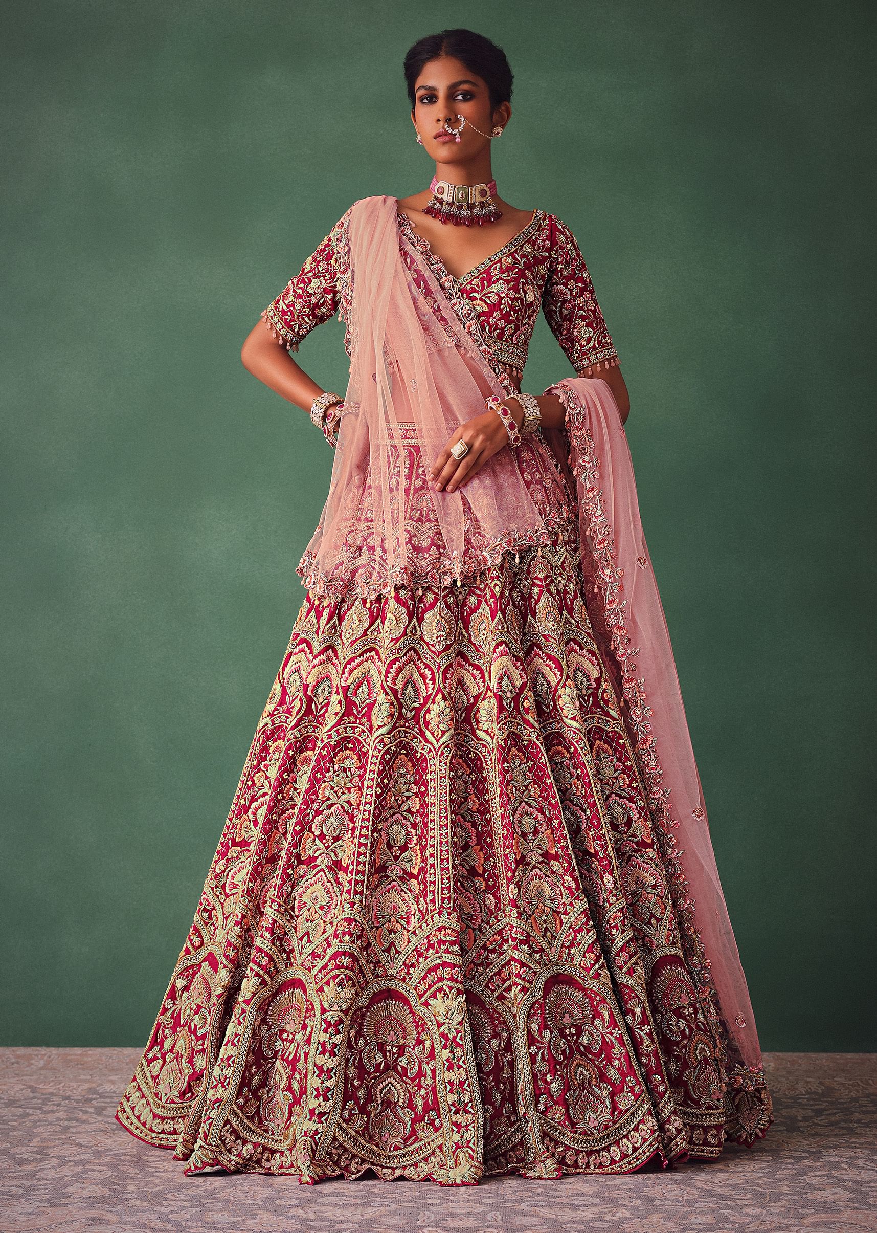 15431-raw-silk-red-bridal-embroidered-lehenga-set-1.jpg Raw Silk Red Bridal Embroidered Lehenga Set