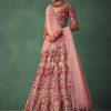 Raw Silk Red Bridal Embroidered Lehenga Set