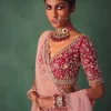 Raw Silk Red Bridal Embroidered Lehenga Set