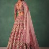 Raw Silk Red Bridal Embroidered Lehenga Set