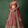15448-maroon-raw-silk-hand-embroidered-lehenga-set-with-tissue-dupatta-3.jpg Maroon Raw Silk Hand Embroidered Lehenga Set With Tissue Dupatta