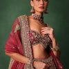 15448-maroon-raw-silk-hand-embroidered-lehenga-set-with-tissue-dupatta-4.jpg Maroon Raw Silk Hand Embroidered Lehenga Set With Tissue Dupatta