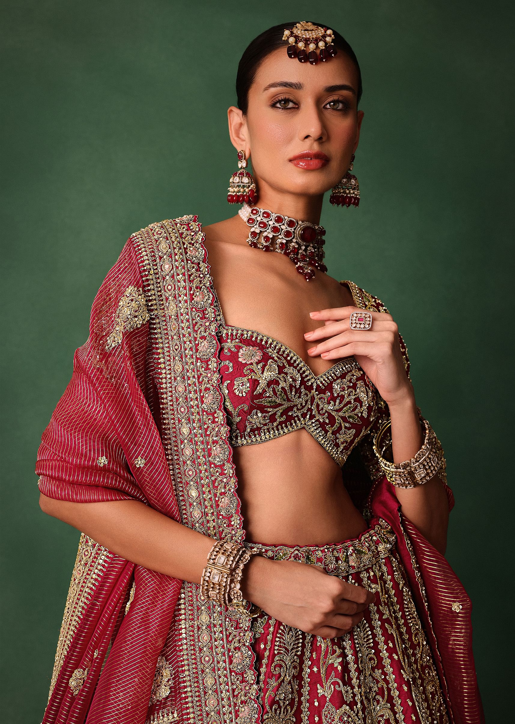 15448-maroon-raw-silk-hand-embroidered-lehenga-set-with-tissue-dupatta-4.jpg Maroon Raw Silk Hand Embroidered Lehenga Set With Tissue Dupatta