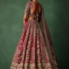 15448-maroon-raw-silk-hand-embroidered-lehenga-set-with-tissue-dupatta-5.jpg Maroon Raw Silk Hand Embroidered Lehenga Set With Tissue Dupatta