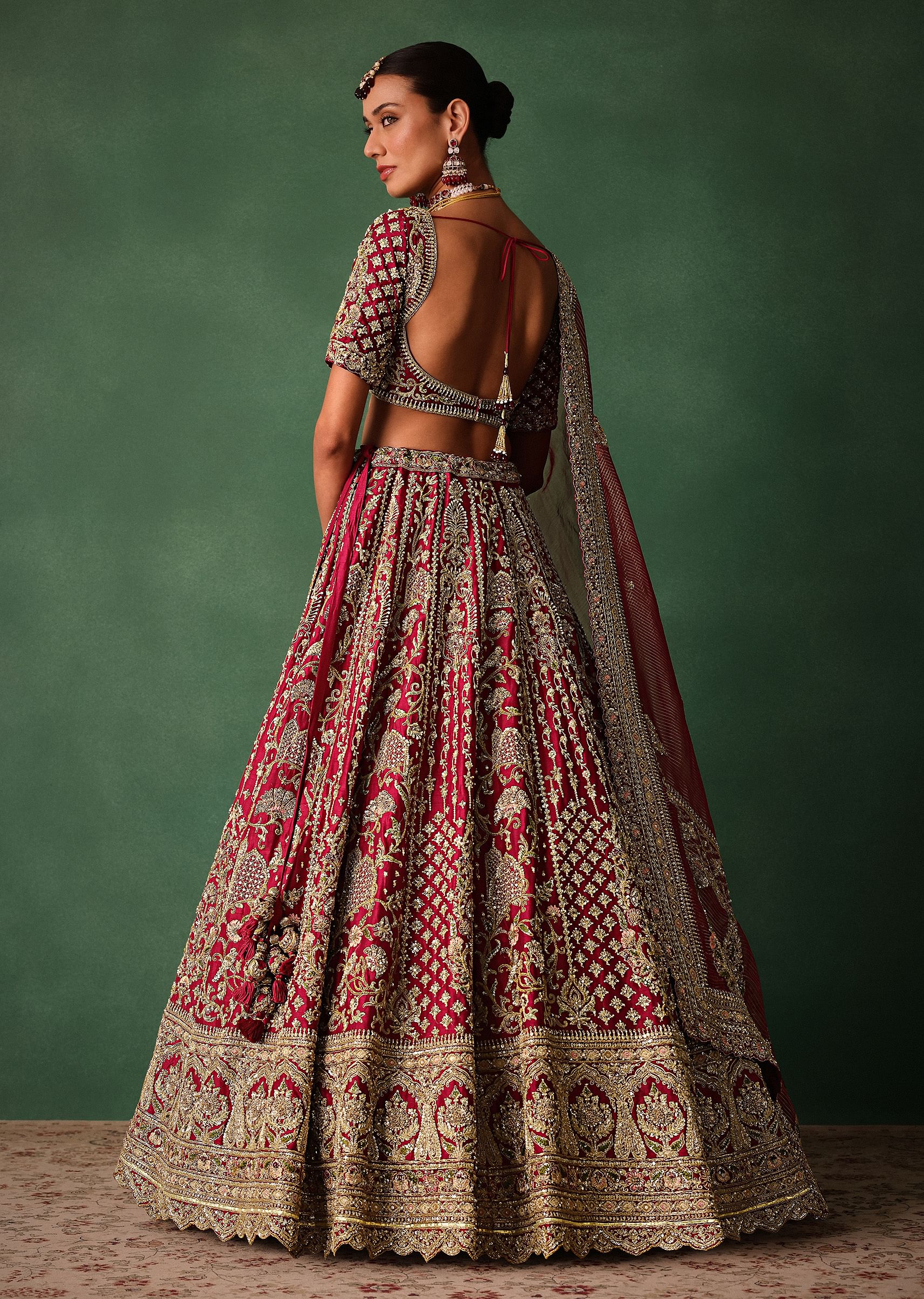 15448-maroon-raw-silk-hand-embroidered-lehenga-set-with-tissue-dupatta-5.jpg Maroon Raw Silk Hand Embroidered Lehenga Set With Tissue Dupatta