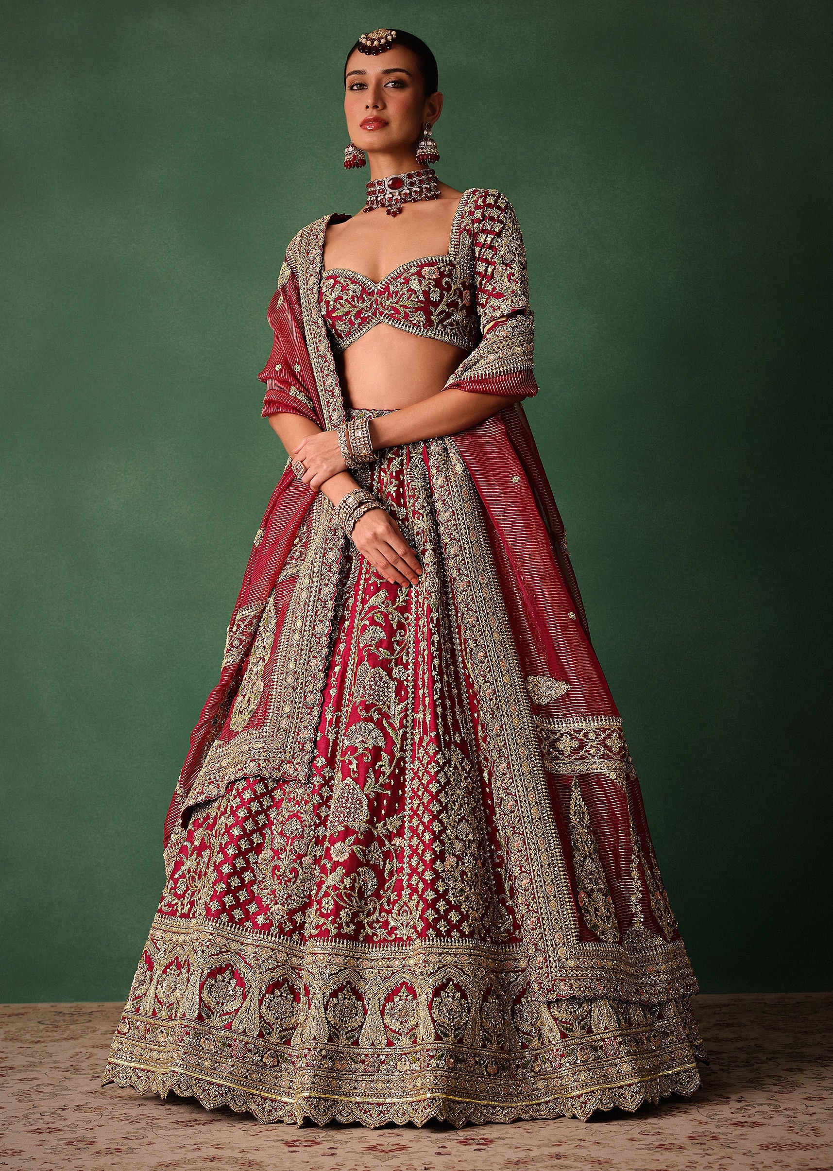 15451-standard-size-us-2-standard-size-us-2-variation-1.jpg Maroon Raw Silk Hand Embroidered Lehenga Set With Tissue Dupatta