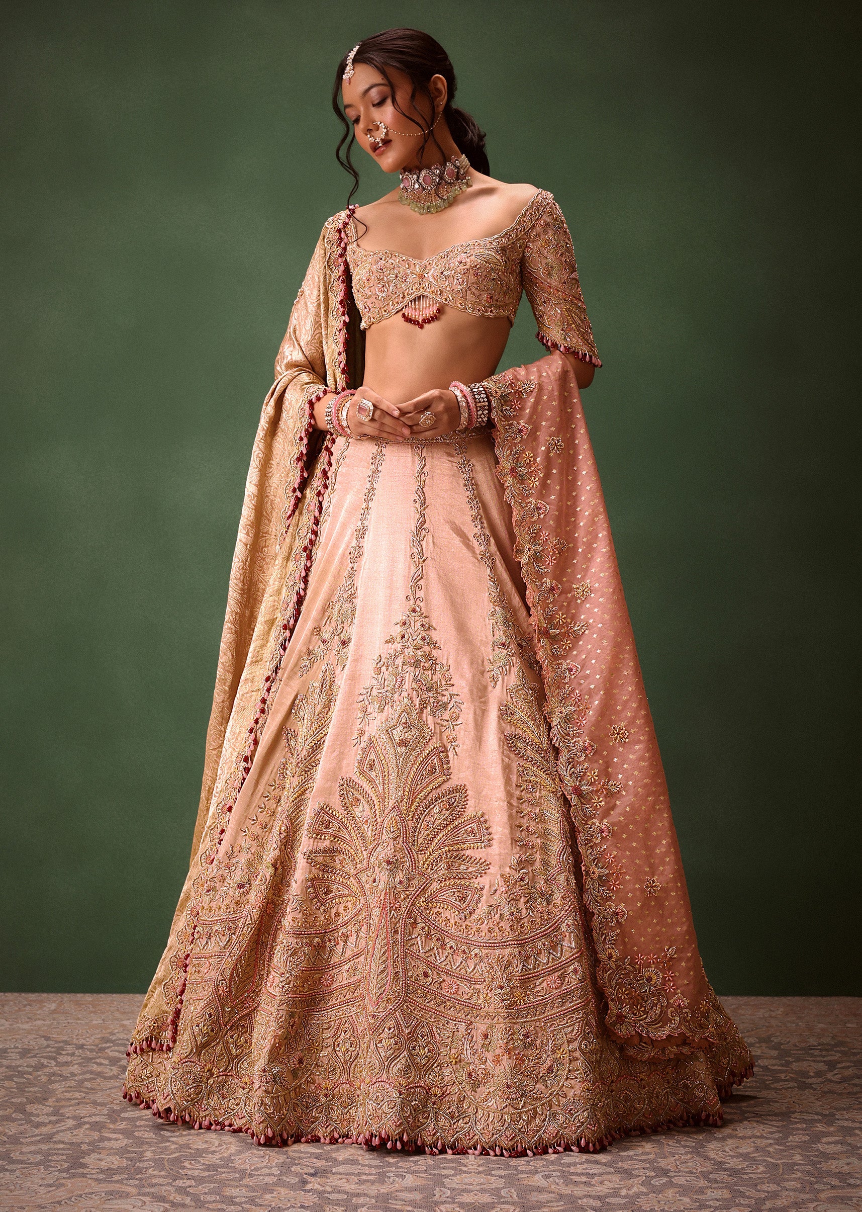15479-pink-raw-silk-hand-work-lehenga-choli-with-dupatta-1.jpg Pink Raw Silk Hand Work Lehenga Choli With Dupatta