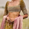 Mehendi Green Velvet Lehenga With Butti Work And Dupatta
