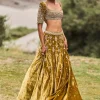 Mehendi Green Velvet Lehenga With Butti Work And Dupatta
