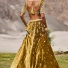 Mehendi Green Velvet Lehenga With Butti Work And Dupatta