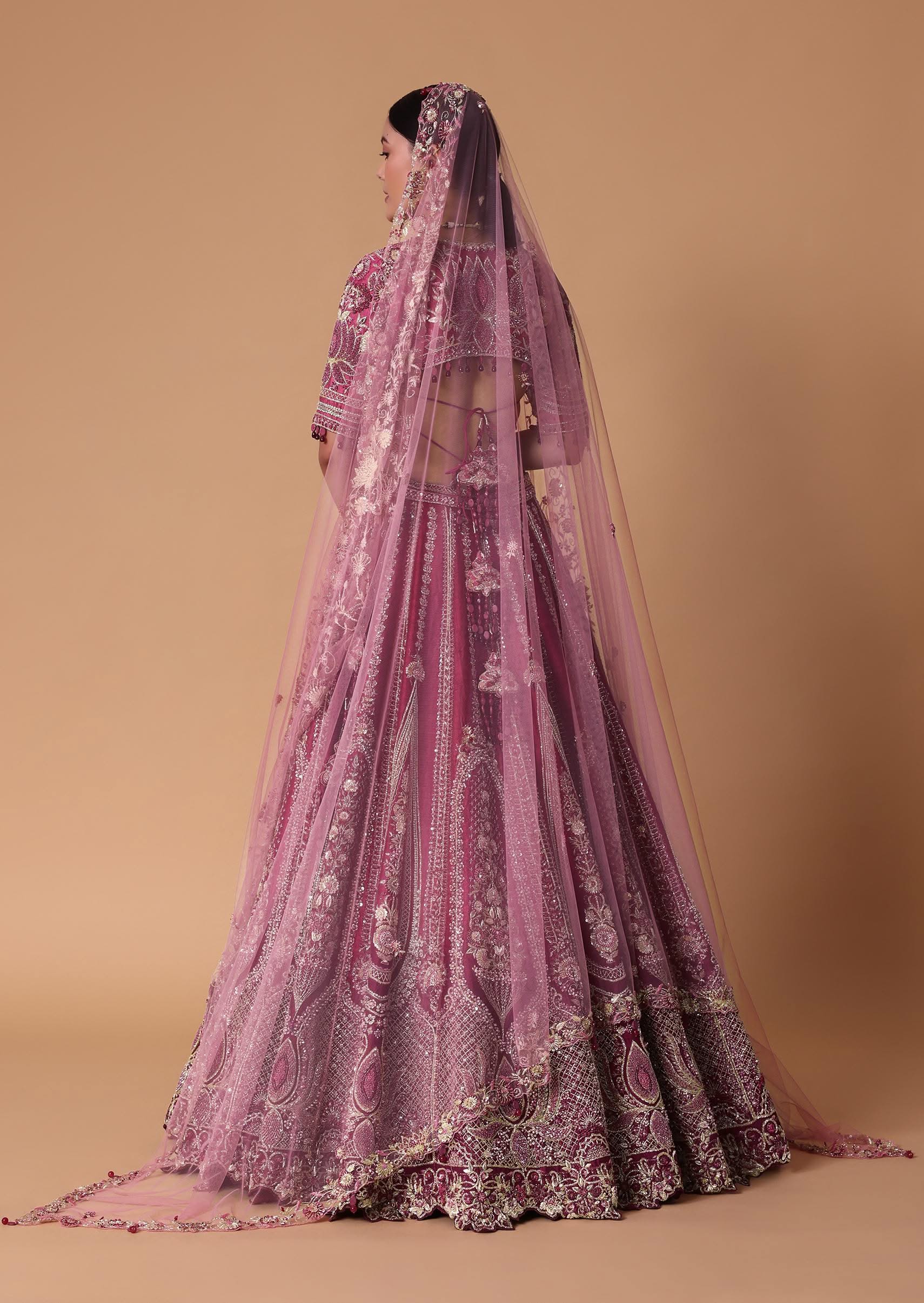 Red Raw Silk Cutdana Lehenga Set With Trail Dupatta