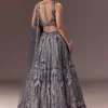Grey Shimmer Net Lehenga Set With Cape Style Dupatta